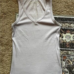 aerie Ribbed V-Neck Tank Top in Light Mauve